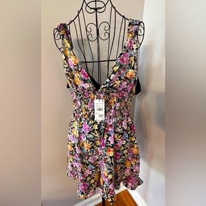 FLORET STUDIOS SMOCKED FLORAL ROMPER LARGE